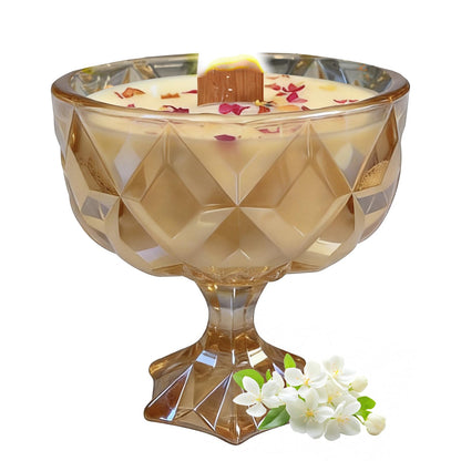 Joo Sko Diamond Bowl Shape Soy Wax Jasmine Scented Candle, Aromatherapy Jar Candles for Home Scented or As a Christmas Holiday Candle Gift for Your Lover(8.2OZ/60Hours Burning)
