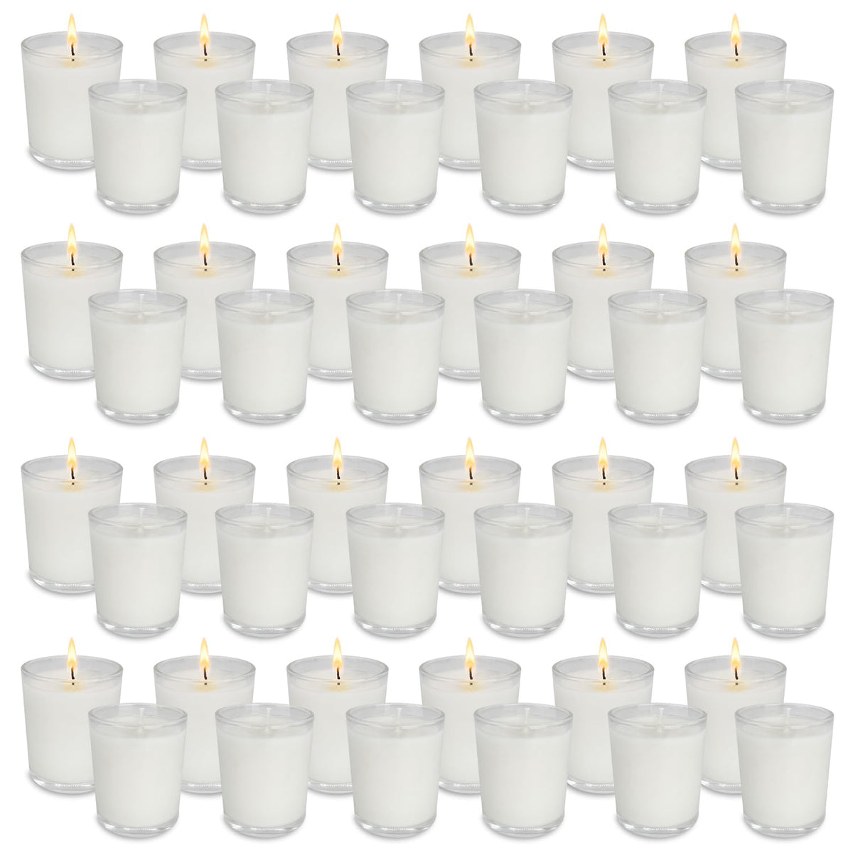 48 Pack Unscented Clear Glass Filled Votive Candles. Hand Poured Wax Candle Ideal Gifts