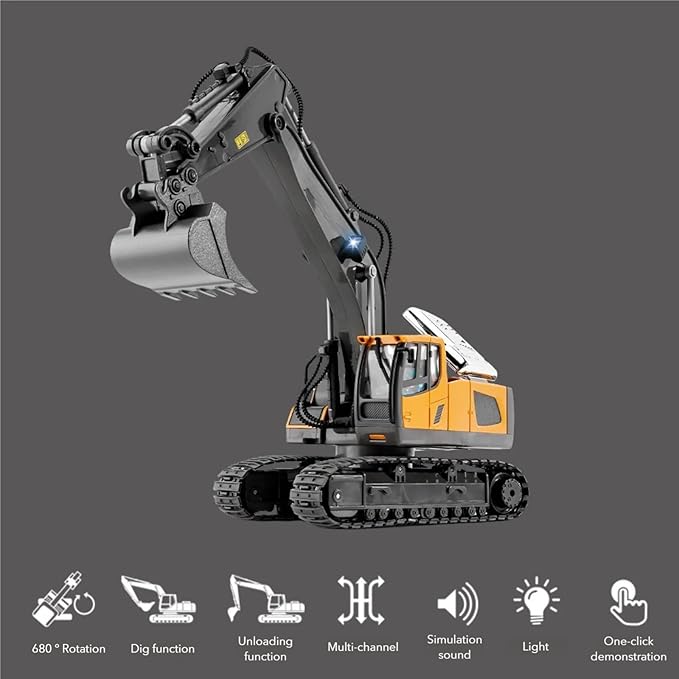 Mudsterz - Mudsterz Construction RC Set of 4 | 2.4GHz RC Construction Vehicles 360° Rotation Excavator Cool Lights Real Sounds Die-Cast Alloy Part | Command the Site Conquer the Dirt (A1+B1+C1+D1)