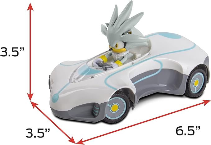 Sonic Team Sonic Racing RC: Silver - NKOK (682) 1:28 Scale 2.4GHz Remote Controlled Car 6.5' Compact Design Officially Licensed Sega Sonic The Hedgehog Battery Powered Ages 6+