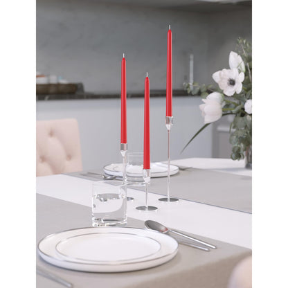 CANDWAX 12 inch Red Taper Candles Set of 4 - Dripless and Long Burning Candlesticks - Perfect as Red Long Candlesticks for Dinner or Holiday Home Decor - Taper Candle Sticks
