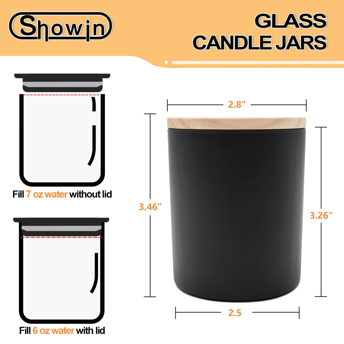SHOWIN Thick Candle Jars for Making Candles 20 Pcs, 7 OZ Empty Jars with Wood Lids for Candle Making, Sample Container, Matte Black