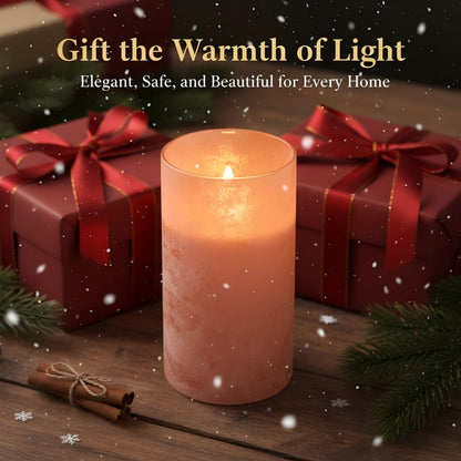 ANGELLOONG Orange Flameless Candles with Remote for Fall Decor, Burnt Orange Real Wax LED Pillar Lights, Flickering Battery Operated Fake Candles for Halloween Christmas Decor