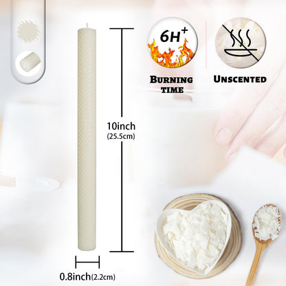 Unscented Long Spiral Taper Candle Handmade Dripless Milk White 10 Inch Smokeless Tall Twisted Candlesticks Elegant Wave Design for Home Wedding Festive Décor