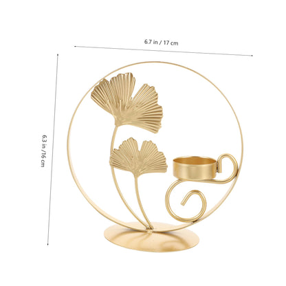 ROMISBABA Rust-Resistant Iron Candlestick Holder with Unique Plant-Shaped Design and Golden Finish, Multi-Functional Tealight Candle Stand for Entranceways and Living Rooms, Artistic Table
