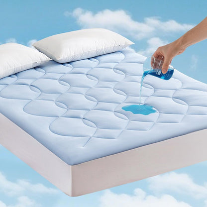 Friendriver King Size Cooling Mattress Pad Waterproof Mattress Topper for Hot Sleepers - Soft Breathable Mattress Cover with 8"-21" Deep Pocket (78×80",Blue)