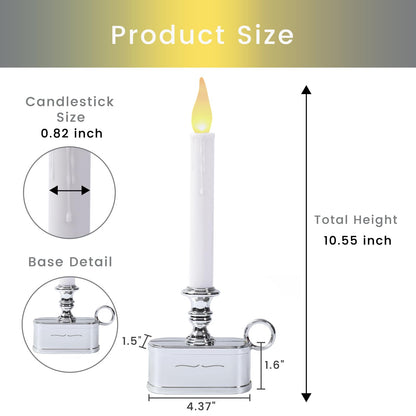 LitTerra Window Candles Battery Operated with Timer 8 Hours on and 16 Hours Off Led Warm White with Flicker Flame