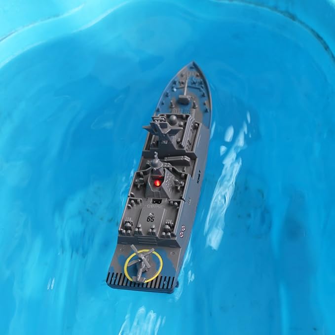 Tipmant Military RC Naval Ship Vessel Warcraft 2.4 GHz Remote Control Boat Speedboat Electric Water for Swimming Pool Kids Toy Birthday Gifts (Grey)