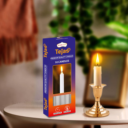 Shubhkart Tejas Premium Unscented Taper Candles 6 Inch Ivory (30 Pcs) Refined Smokeless & Dripless Candlesticks for Elegant Home Décor, Table Settings, Dinner, Emergency Light & Special Occasions