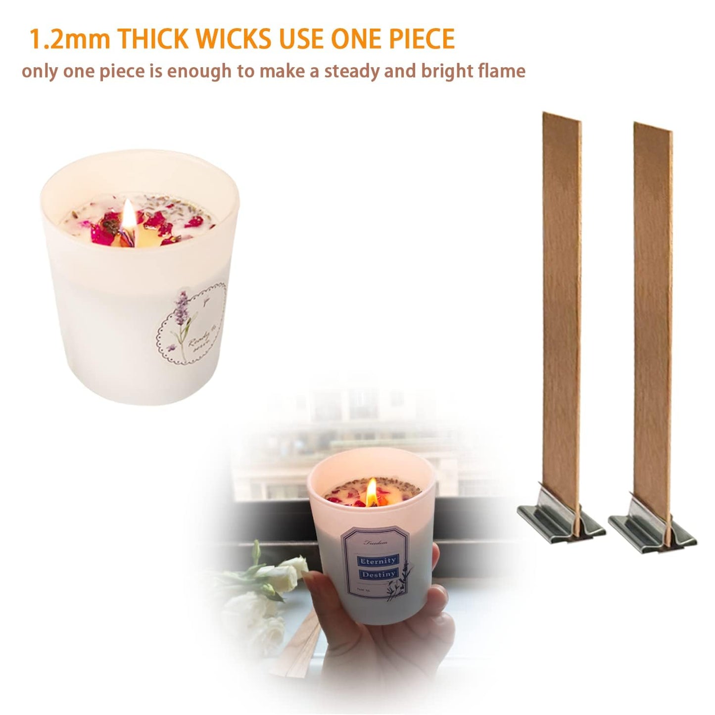 5.1in x 0.76in Wooden Wicks for Candle Making Wide Natural Candle Wood Wicks Candle Cores for DIY Candle Making Craft Wooden Wicks for Candle Making (30 Sets Stickers Included)