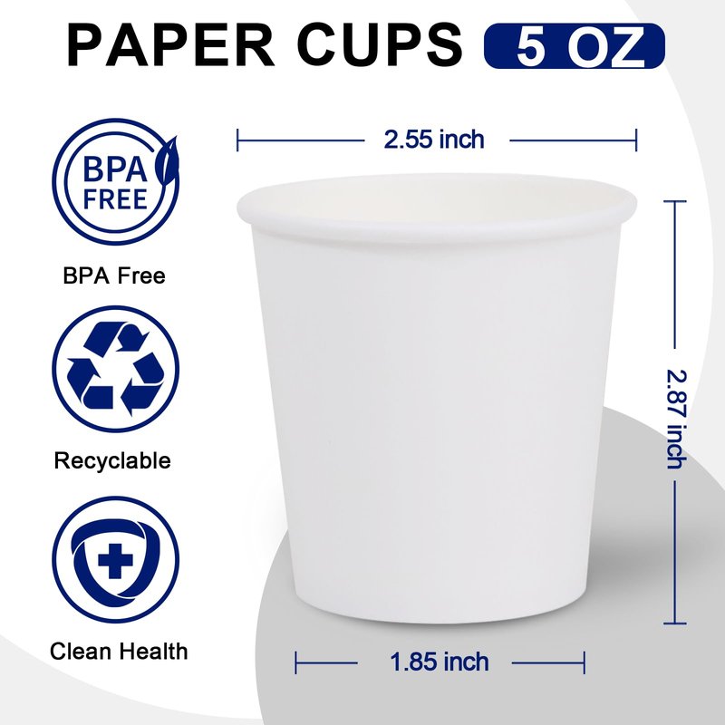 Clawsoff 300 Count 5 oz Bathroom Cups, 5 oz Disposable Paper Cups, Small Mouthwash Cup, 5 Ounce Mini White Espresso Cups for Party, Travel, Picnic