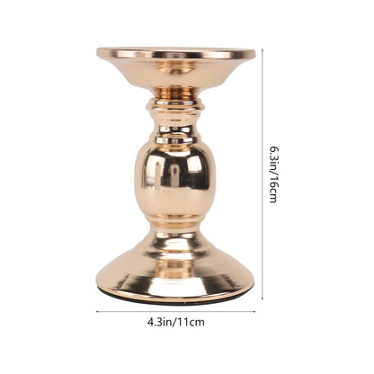LOORGVEL Classic Design Chic Metal Candlestick Holder 16cm Gold Decorative Candleholder for Tabletop Party and Romantic Dinner Ambient Lighting