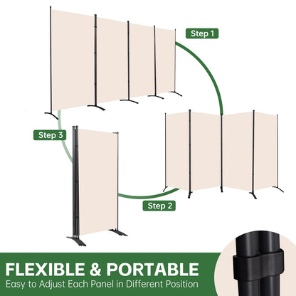 YASRKML Room Divider Folding Privacy Screens, Portable Room Divider Panel 4 Panel Partition Room Dividers Screen, Freestanding Room Partitions and Dividers Fabric Dividers for Room Separation, Beige