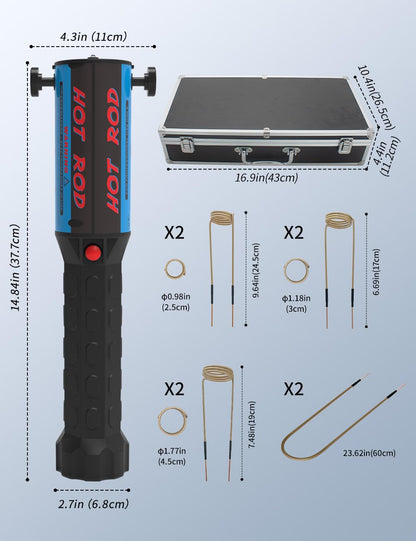 Pakowin Induction Heater Bolt Removal - 1200W 110V Hand Held Magnetic Induction Heater with 8 Coils and Portable Toolbox, Nut Buster Tool