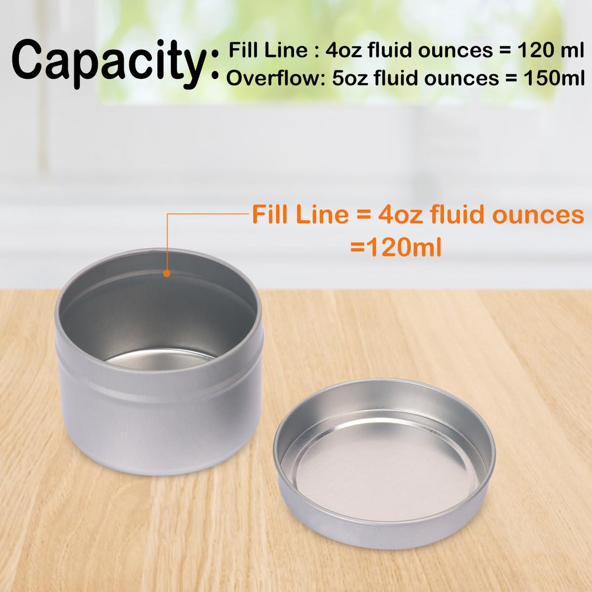 Biugaaufai 48 Pack 4 oz Sliver Metal Candle Tins with Lids, Round, Matte Finish, for DIY Candle Making and Storage