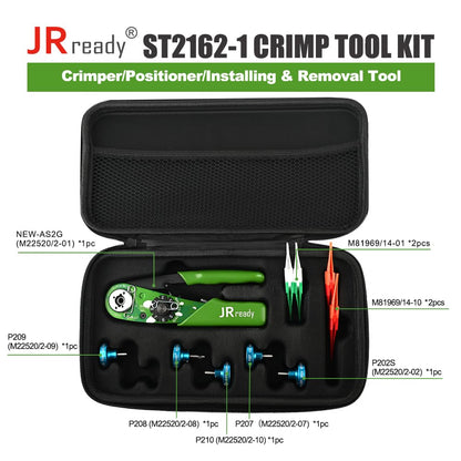 JRready ST2162-1 Crimp Tool Kit,M22520/2-01 NEW-AS2G Crimper 20-32AWG,5 Pcs Positioners and M81969/14-01 * 2 M81969/14-10 * 2 Installing Removal Tool