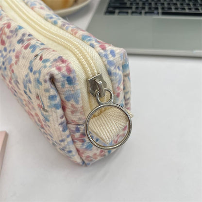 Cute Pencil Case Aesthetic Student Pencil Pouch Coin Pen Pouch Cosmetic Bag Office Stationery Organizer For Kids Teen School (Flowers-M)