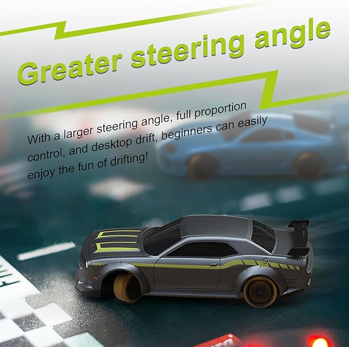 1:76 Turbo Racing Scale Drift RC Car with Gyro Table Racing Remote Control Mini Model Car Full Proportional RTR Kit Toys (C65 Grey)