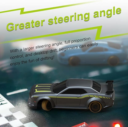 1:76 Turbo Racing Scale Drift RC Car with Gyro Table Racing Remote Control Mini Model Car Full Proportional RTR Kit Toys (C65 Grey)