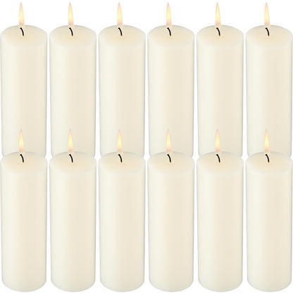 Lounsweer 12 Pack Ivory Pillar Candles Bulk Large Unscented Paraffin Wax Long Lasting Candles Clean Burning Supplies for Home Decor Wedding Party Dinner Bath Spa(2 x 6 Inch)