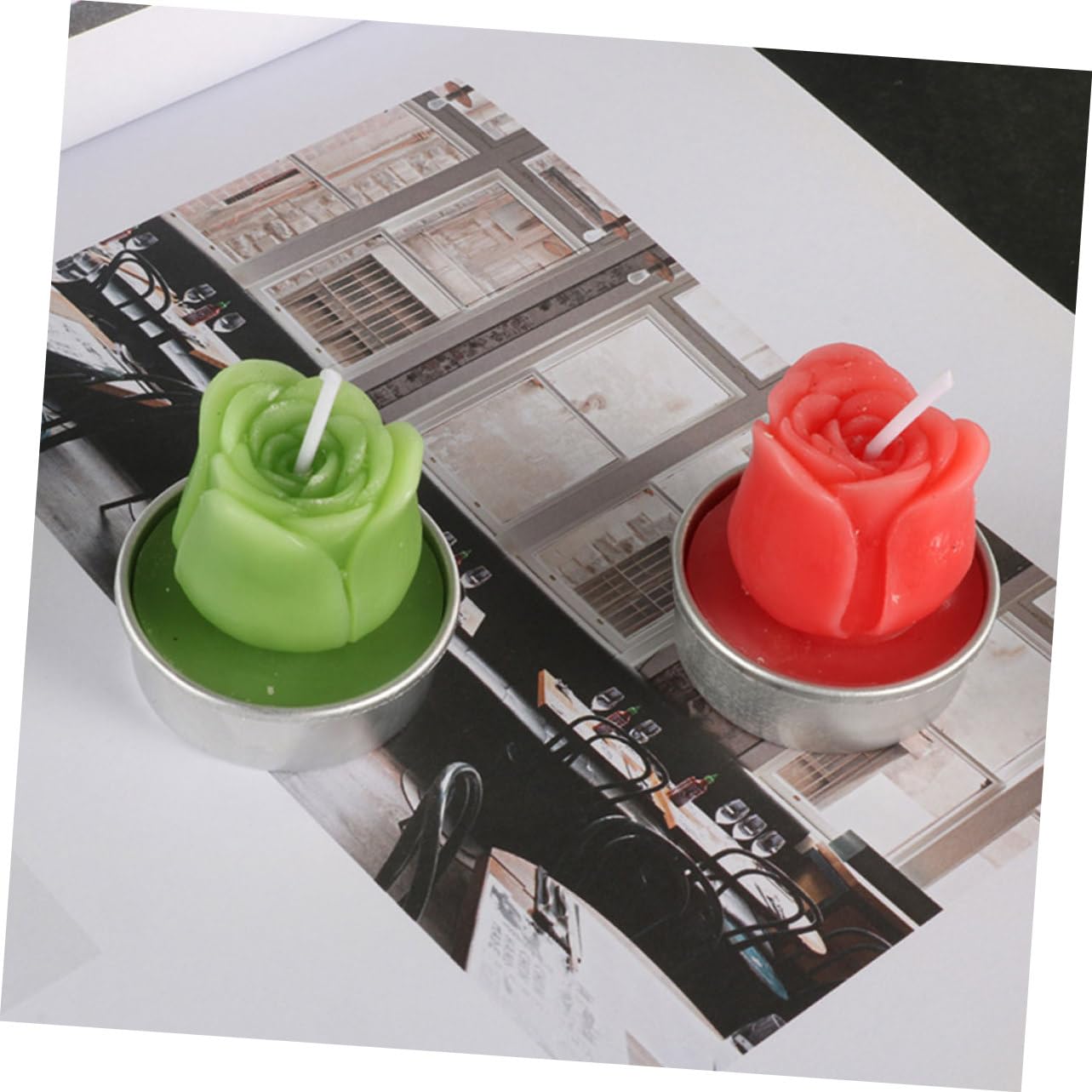 STOBAZA 12pcs Romantic Rose Shape Candles for Valentine's Day Decoration Red Paraffin Wax Candles Party Supplies for Home and Wedding Ambiance