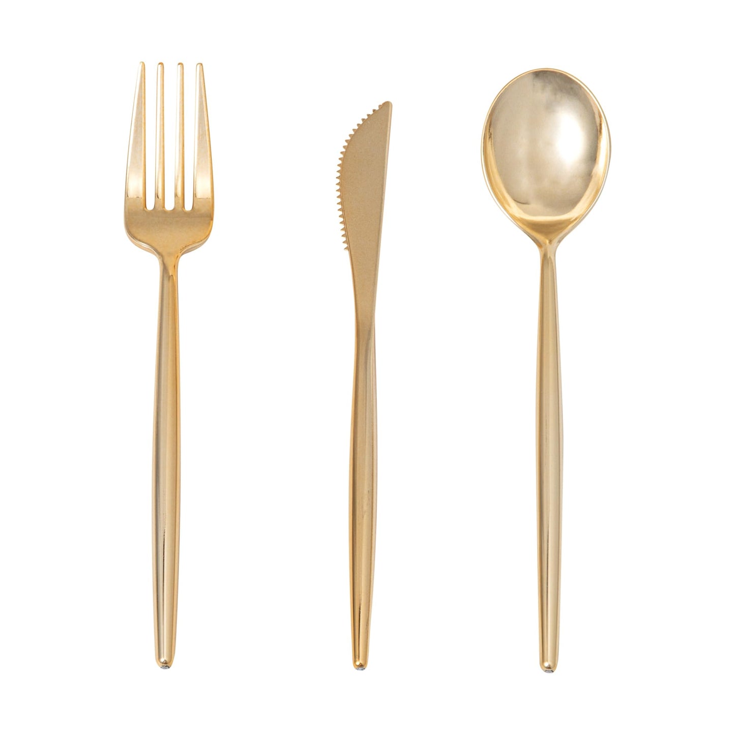 Restaurantware-Moderna 7.5 Inch Fancy Disposable Flatware, 60 Durable Plastic Flatware - With Reinforced Handle, Heavy-duty, Gold Plastic Sustainable Cutlery Or Restaurants