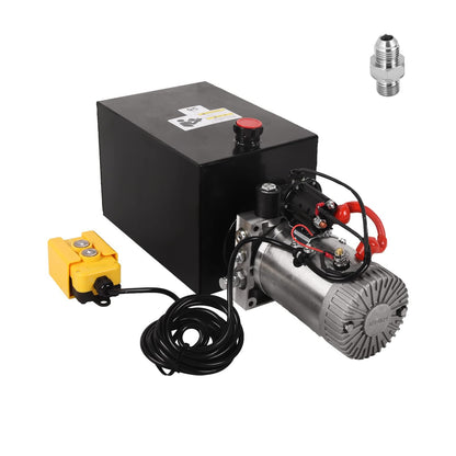 Doppy Hydraulic Power Unit, 13 Quart Single Acting Metal Reservoir Dump Trailer Pump 12V 3200 PSI with Remote Control for Dump Trailer Car Lifting