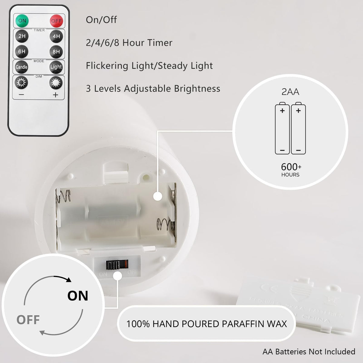 Stmarry White Flameless Candles with Remote and Timer, Real Wax Made LED Pillar Candles Battery Operated with 3D Flickering Flame - 3" x 4",5",6" - Set of 3