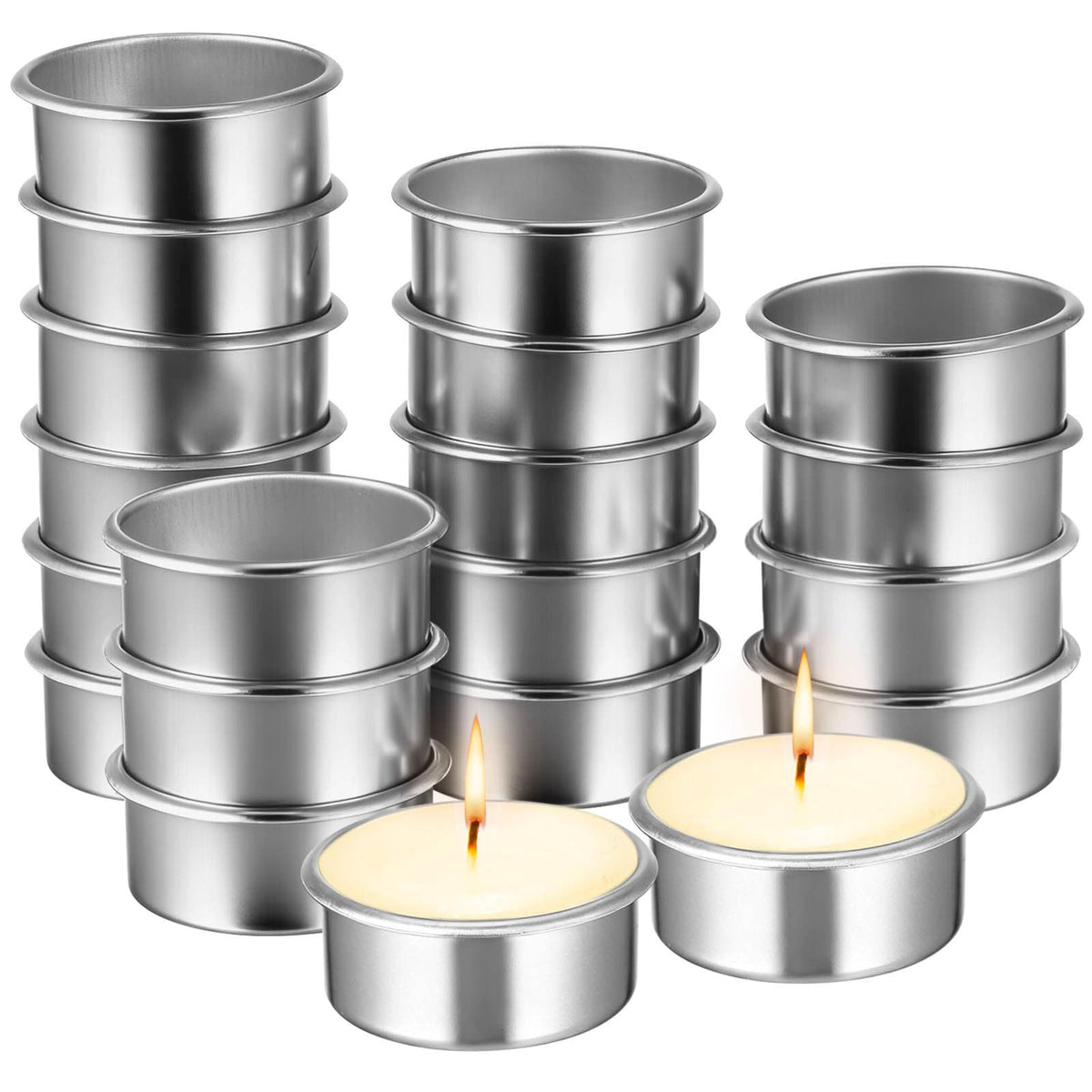 Homoyoyo 20pcs Empty Candle Tins - Metal Tealight Candles Holders for DIY Candle Making - for Christmas Votive and Iron Cups Home Crafts