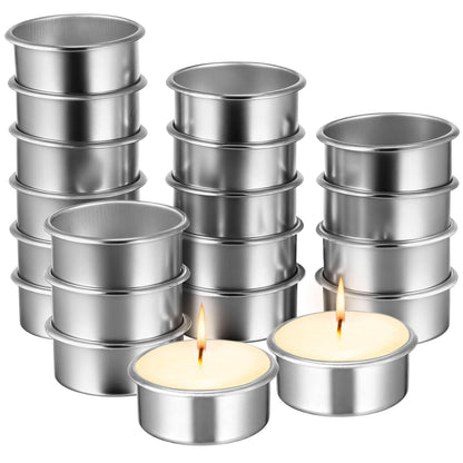 Homoyoyo 20pcs Empty Candle Tins - Metal Tealight Candles Holders for DIY Candle Making - for Christmas Votive and Iron Cups Home Crafts