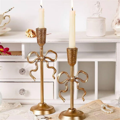 Candlestick Holders 2 Pcs Light Luxury Golden Candlestick Ornaments Elegant Candle Holder for Wedding, Church, Halloween, Dining, Home Decor Candle Holders