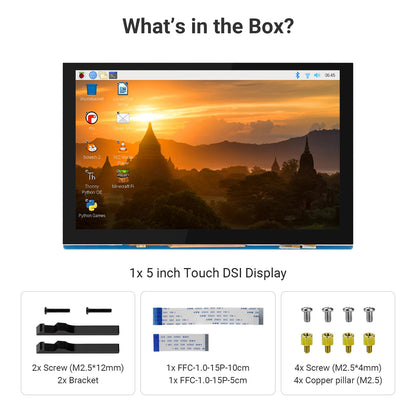 ELECROW 5 Inch Touchscreen Monitor for Raspberry Pi, 800x480 IPS DSI LCD Capacitive Touch Screen Display with Acrylic Stand, Plug and Play, PWM Backlight Control, for Raspberry Pi 5/4/3 (No HDMI)