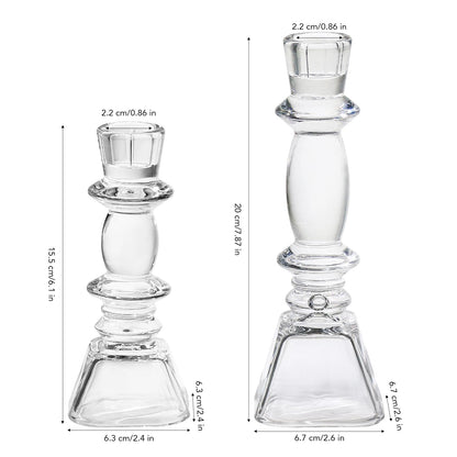 CHOCSTAY Glass Candlestick Holders Set of 3, Clear Taper Candle Holders for Table Centerpiece, Home Decorations, Wedding and Party
