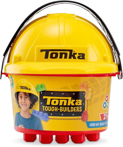 Construction Helmets and Block Bucket Tonka Construction Play Set Building Toys for Creative Play Role Play Gift for Boys Girls Age 3+