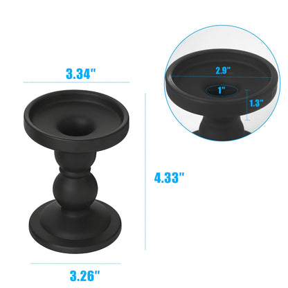 DreamsEden Matte Black Glass Candle Holder - 2 Pcs Modern Opaque Candle Stick for Taper, Pillar, Tea Light Candles, Sleek Home Decor Accent
