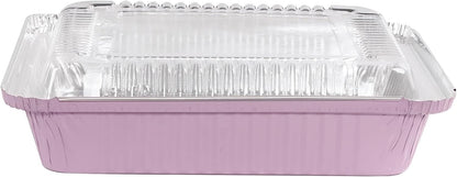 Skiennix 8x8 Square Aluminum Baking Cake Pans - 40 Pack with Clear Lids for Easy Food Storage