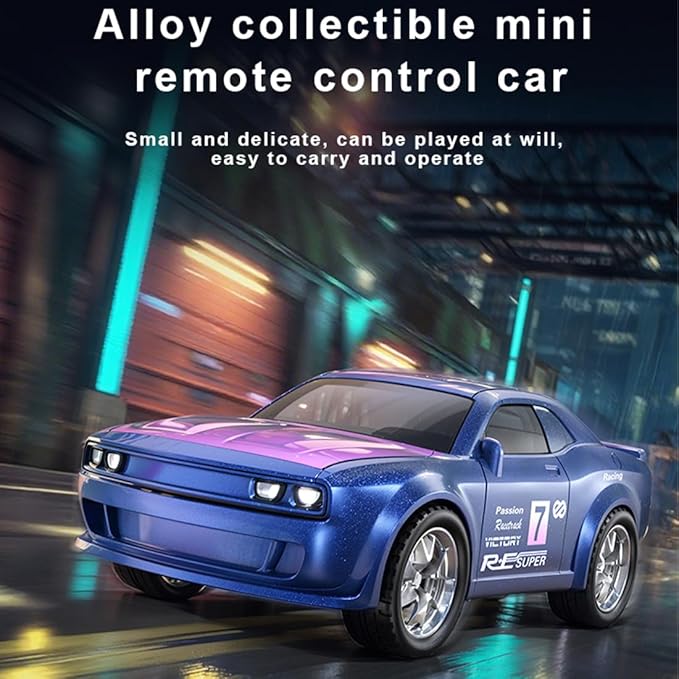 RC Alloy Racing Car 1/43 Scale 2.4G 5CH Mini Drift Car with ulti-Light System Dual-Speed Modes APP Control