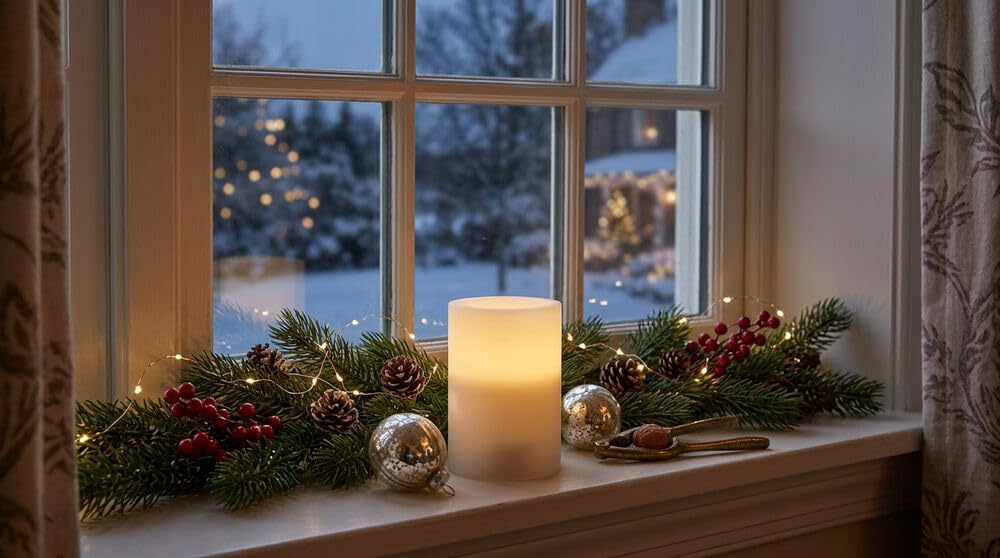 Mikasa 3x4 Inch White LED Wax Pillar Candle with Flickering Flame, Battery Operated Flameless Candle with 5-Hour Timer, Real Wax Finish for Home Decor and Seasonal Displays