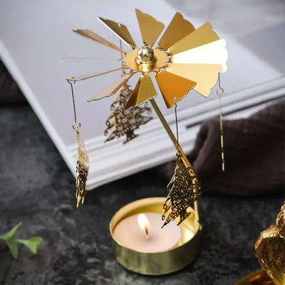 Rotary Candle Holder,Spinning Flying Angel Tea Lights Candle Holder,Spinning Romantic Candlestick for Wedding Home Decor(Carousel,Silver)