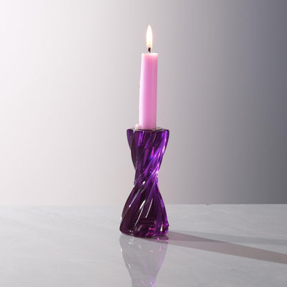 ICNBUYS Twizzle Twist Candle Holder, Decorative Candle Holder for Table Display, Romantic Decoration, Unique Home Décor Aesthetic, Housewarming Gift, Candle Stand Height 5.7 inches Pruple - Resin