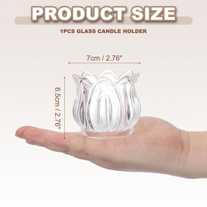 uxcell Glass Tea Light Candle Holder, Tulip Crystal Glass Votive Candle Holder for Desk Table Centerpiece, Wedding, Party, and Home Decor(Clear)