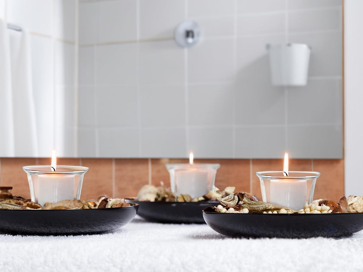 WGV Flare Lip Cylinder Tea Light Votive Candle Holder 2.4" W x 1.75" H, Clear Oyster Glass Cup, Small Accent Decor, 1 Pc