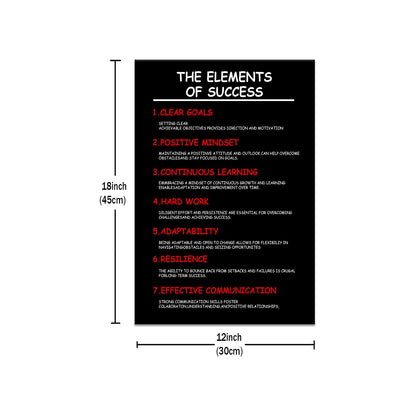Inspirational Canvas Wall Art The Elements Of Success Poster Print Artwork Motivational Quotes Picture Painting Home Decor for Modern Classroom Workplace Office Stretched and Framed [12''W X 18''H]