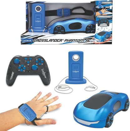 LEXiBOOK Crosslander Phantom RC Remote Control Racing car with Smoke Jets up to 15 km/h Drift Mode Classic and Gesture Remote Control Sound and Light Effects Blue RC65
