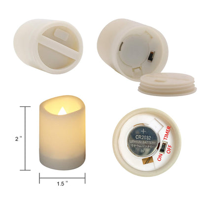 Eldnacele Flameless Votive Candles with Timer, Bulk Indoor/Outdoor Waterproof Tealight Candles Realistic Flickering Battery Operated LED Votive Candle Lights Pack of 12