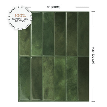 Smart Tiles SMART TILES Peel and Stick Backsplash - 5 Sheets of 11.43'' x 9'' - 3D Adhesive Peel and Stick Tile Backsplash for Kitchen, Bathroom, Wall Tile, Sefrou Green