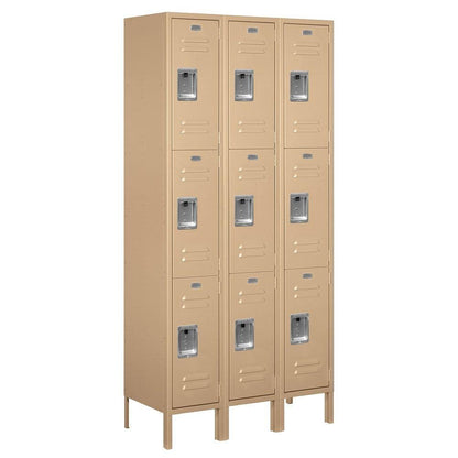 Salsbury Industries 63365TN-U Triple Tier 36-Inch Wide 6-Feet High 15-Inch Deep Unassembled Standard Metal Locker, Tan Brown
