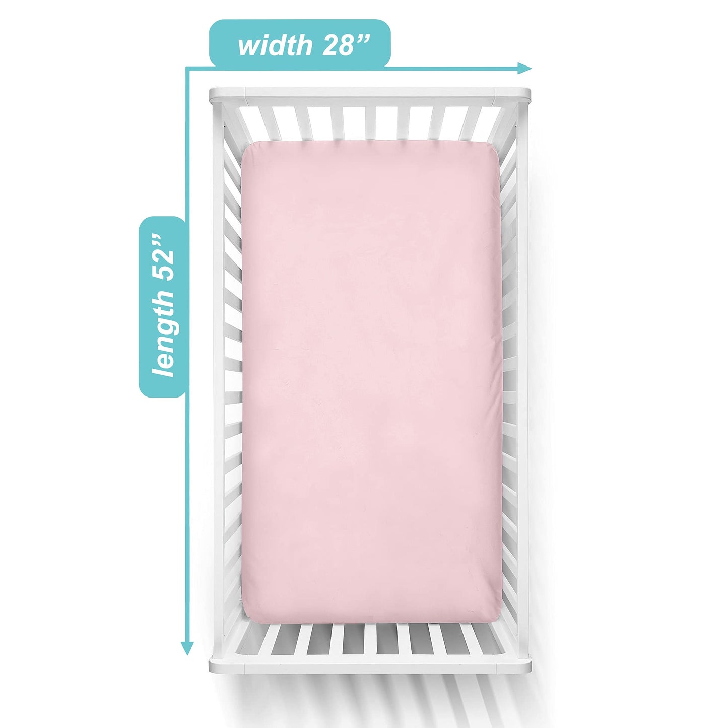 American Baby Company 100% Natural Cotton Fitted Crib Sheet 52" x 28" - Soft, Breathable, Hypoallergenic & Gentle Toddler Bed Sheet, Baby Pink, Neutral for Boys & Girls
