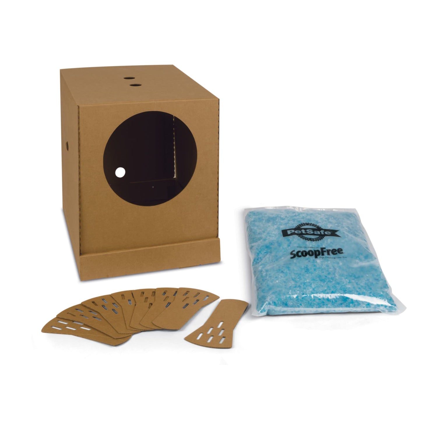 PetSafe Disposable Cat Litter Box - Collapsible Covered Design for Travel - from The Makers of ScoopFree Self Cleaning Litter Box - Includes 4.3 lb Premium Blue Original Crystal Cat Litter
