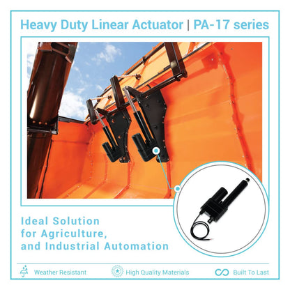Progressive Automations 12V High Force Linear Actuator - 22 inches Stroke, 2000 lbs Force, Industrial, Heavy Duty Linear Actuator with IP65 Protection for Agriculture Automotive Industry, PA-17